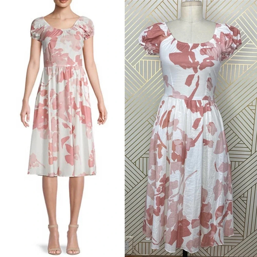 Caroline Constas Floral Puff Sleeve Mini Dress Blush Pink Romantic XS Summer